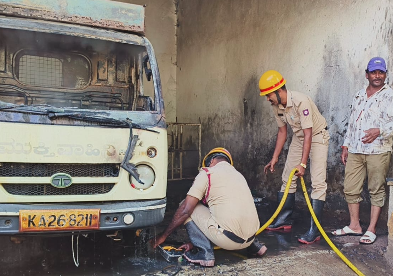 Quick staff action averts major hearse fire