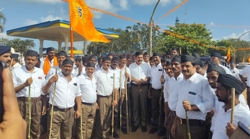 Vijayendra joins RSS patha sanchalana in Shiralkoppa