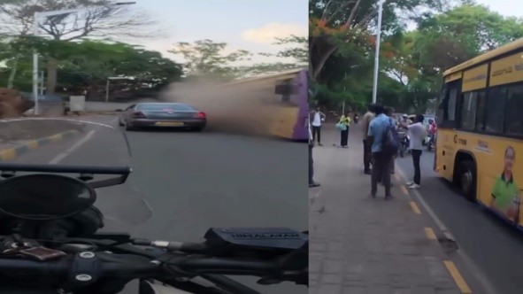 BMTC bus tyre bursts after overspeeding; mishap averted