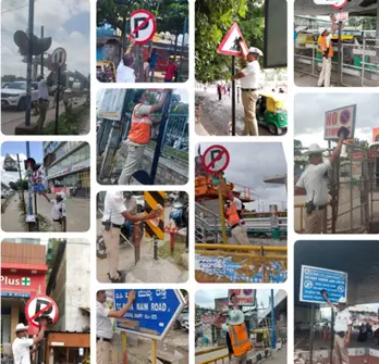 Traffic Police Undertake Drive to Clean and Maintain Road Signs Across Bengaluru