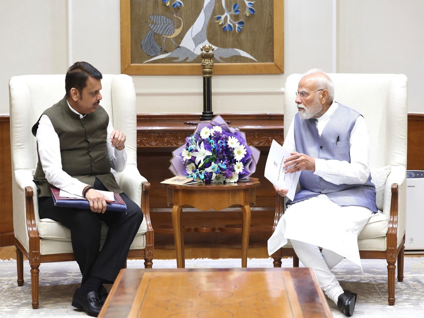 Maharashtra CM Fadnavis meets PM Modi for flood aid