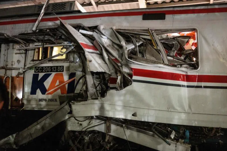 High speed train crushes stalled Jakarta commuter