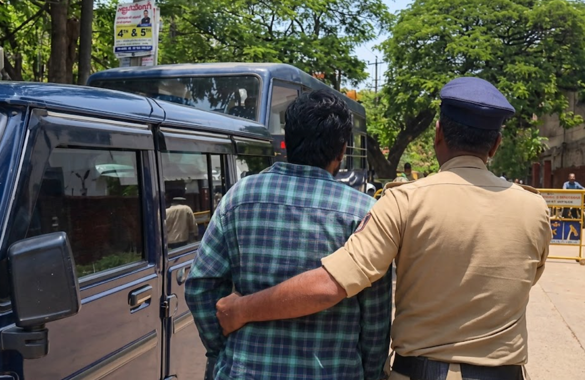 Man detained during student protest