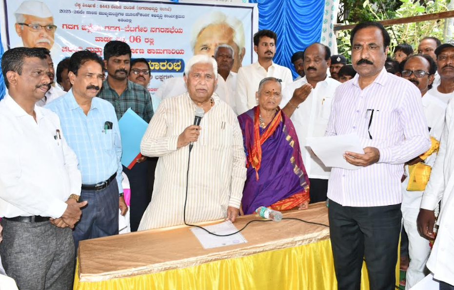 Minister H. K. Patil launches road works in Gadag city