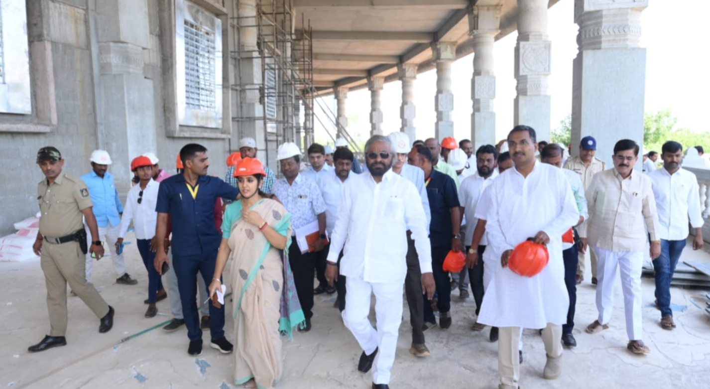 Minister checks progress on grand Anubhava Mantapa