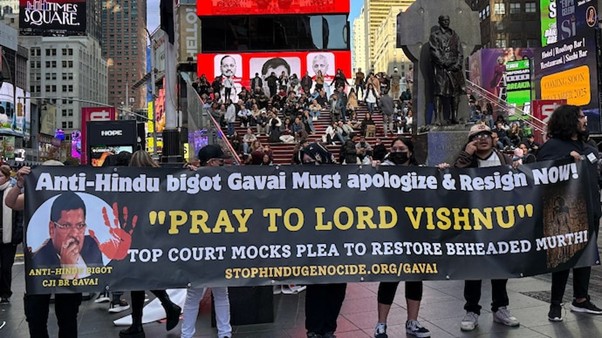 Hindu group takes CJI's Lord Vishnu remarks to Times Square