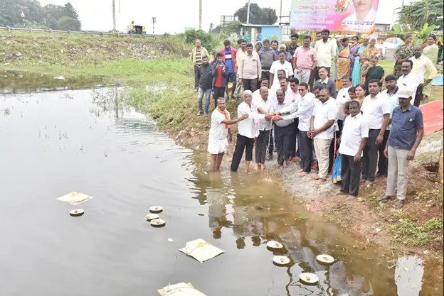 Gangapuja performed at Maralur Amanikere lake