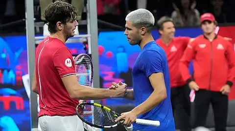 Fritz stuns Alcaraz as Team World leads in ­Laver Cup
