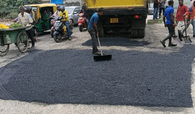 Pothole repairs underway in Bilekahalli limits
